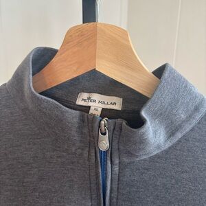 Peter Millar Men’s XL Gray Crown Comfort Interlock 1/4 Zip Cotton Blend Sweater